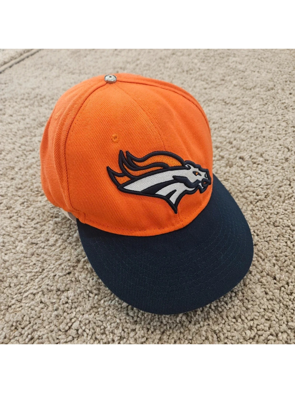 Denver Broncos New Era 59FIFTY On Field Fitted Hat Orange Navy Size 7 3/8